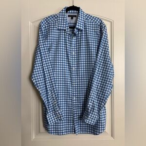 NWT Banana Republic Blue and White Checkered Men's Shirt - XL